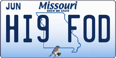 MO license plate HI9F0D
