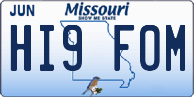 MO license plate HI9F0M