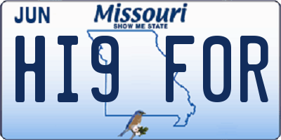 MO license plate HI9F0R