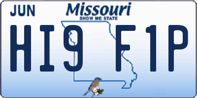 MO license plate HI9F1P
