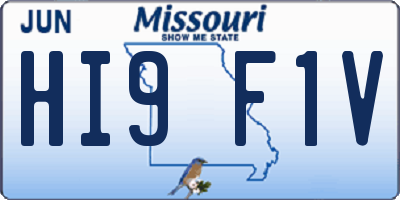 MO license plate HI9F1V