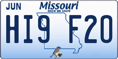 MO license plate HI9F2O