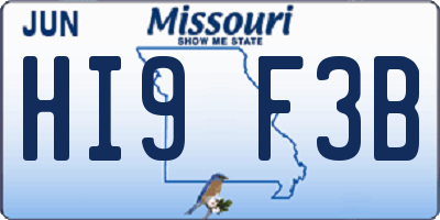MO license plate HI9F3B