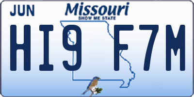 MO license plate HI9F7M