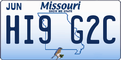 MO license plate HI9G2C