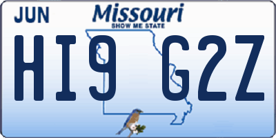 MO license plate HI9G2Z