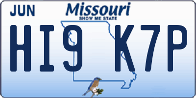 MO license plate HI9K7P
