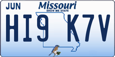 MO license plate HI9K7V