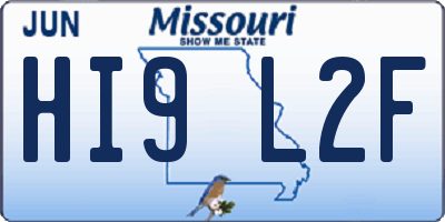 MO license plate HI9L2F
