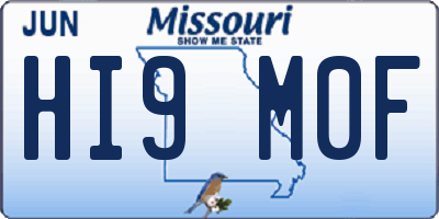 MO license plate HI9M0F