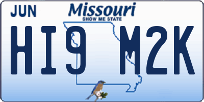 MO license plate HI9M2K