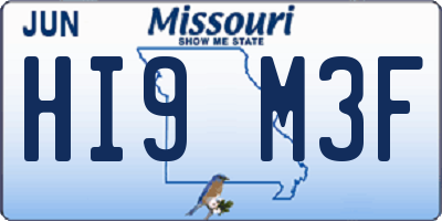 MO license plate HI9M3F