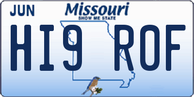 MO license plate HI9R0F