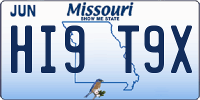 MO license plate HI9T9X