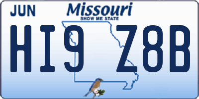 MO license plate HI9Z8B
