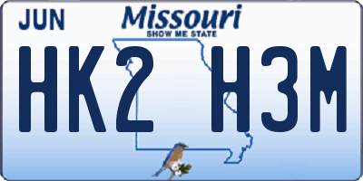 MO license plate HK2H3M