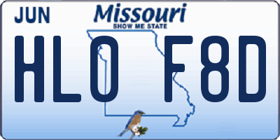MO license plate HL0F8D