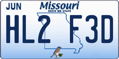 MO license plate HL2F3D