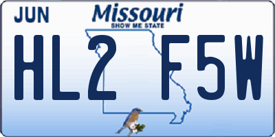 MO license plate HL2F5W