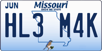 MO license plate HL3M4K