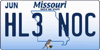 MO license plate HL3N0C