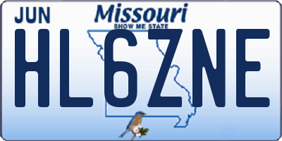 MO license plate HL6ZNE