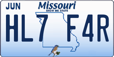 MO license plate HL7F4R