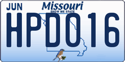 MO license plate HPD016