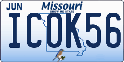 MO license plate IC0K56