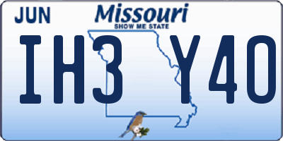 MO license plate IH3Y4O