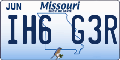 MO license plate IH6G3R