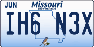MO license plate IH6N3X