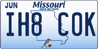 MO license plate IH8C0K