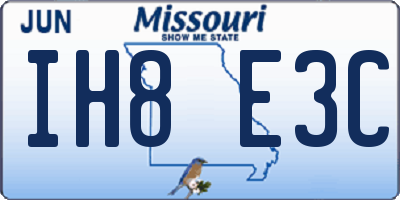 MO license plate IH8E3C