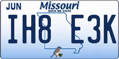 MO license plate IH8E3K