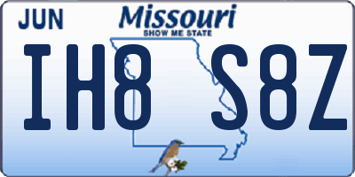 MO license plate IH8S8Z