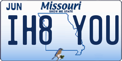 MO license plate IH8Y0U