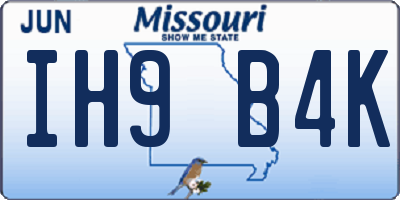 MO license plate IH9B4K
