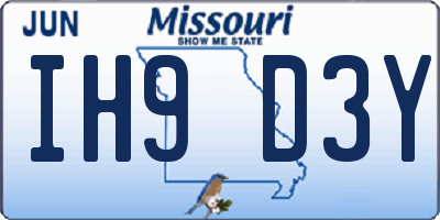 MO license plate IH9D3Y