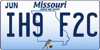 MO license plate IH9F2C