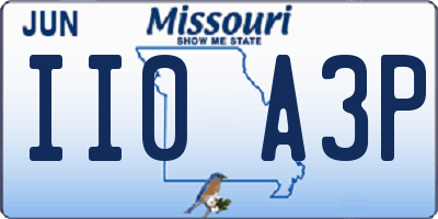 MO license plate II0A3P