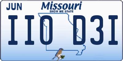 MO license plate II0D3I