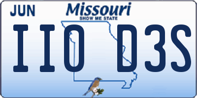MO license plate II0D3S