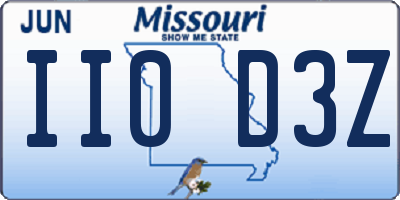 MO license plate II0D3Z