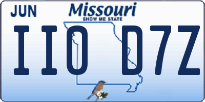 MO license plate II0D7Z