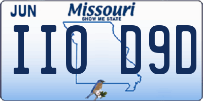 MO license plate II0D9D