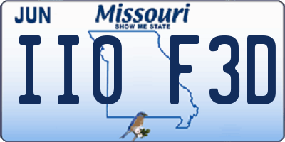 MO license plate II0F3D