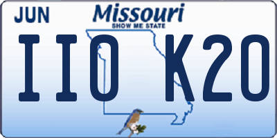 MO license plate II0K2O