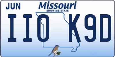 MO license plate II0K9D