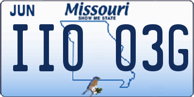 MO license plate II0O3G
